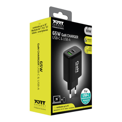 Port Connect 65W GaN Type-C & USB-A Fast Charger
