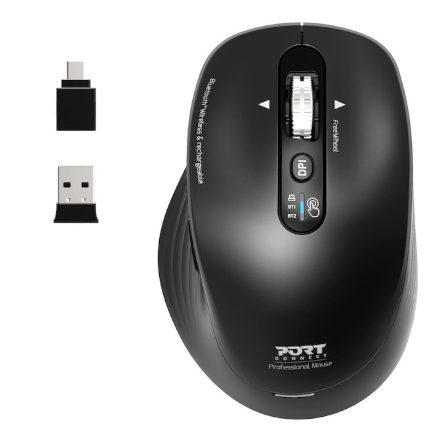 Port Connect Business 2.4GHz Rechargeable Bluetooth Wireless Mouse – Black