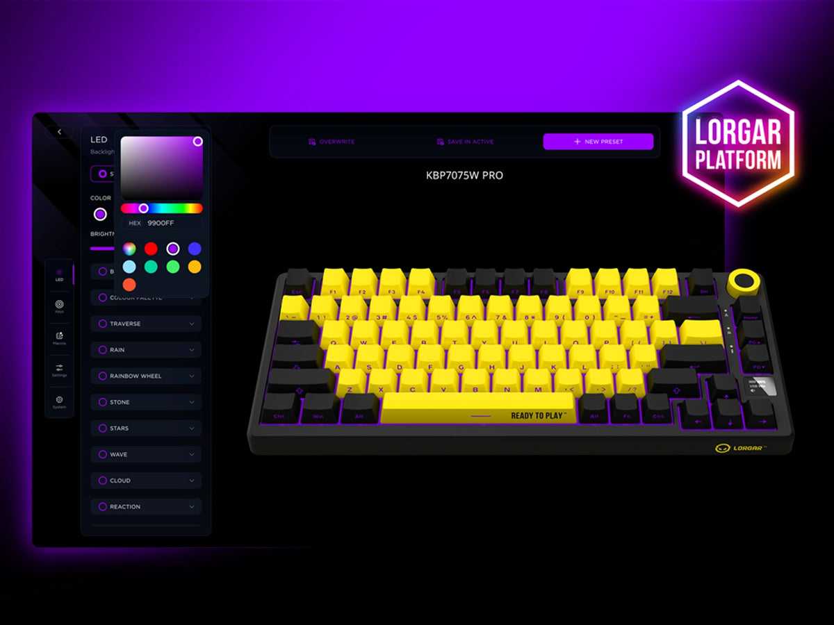 Lorgar Wireless Gaming Keyboard KBP7075W - White