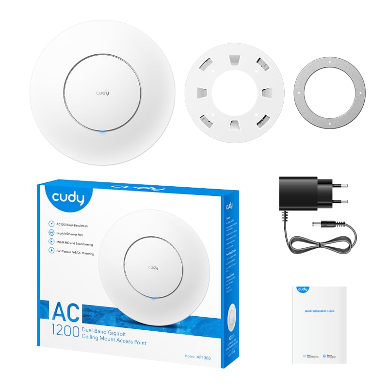 Cudy AP1300 AC1200 Gigabit Dual Band Ceiling Access Point