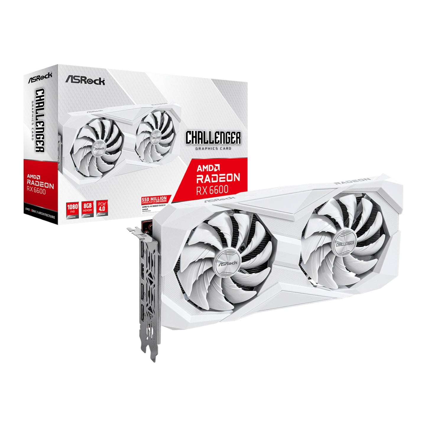 ASRock Radeon RX6600 Challenger D 8G GDDR6 128-BIT Graphics Card – White