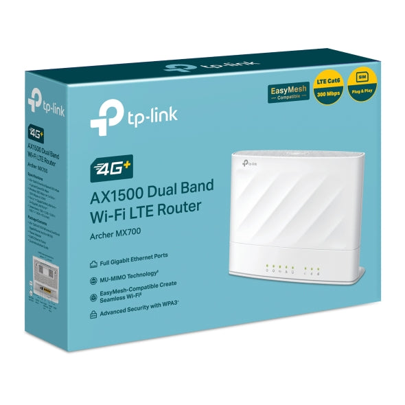 TP-Link 4G+ AX1500 Dual Band Wi-Fi LTE Router - Archer MX700
