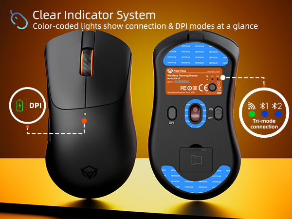 Meetion Lightweight Wireless Gaming Mouse - Bluetooth, 65g, 12800 DPI