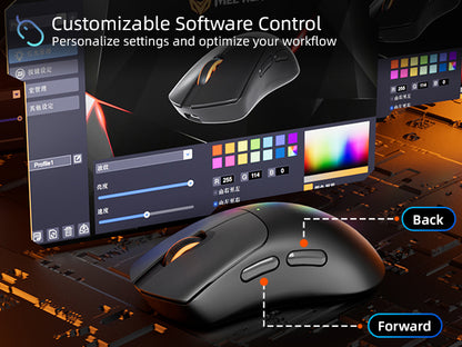 Meetion Lightweight Wireless Gaming Mouse - Bluetooth, 65g, 12800 DPI
