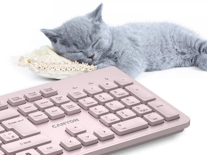 Canyon Silent Wireless Keyboard HKB-W01 - Pink