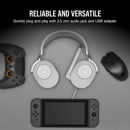 Corsair HS65 SURROUND Wired Gaming Headset — White (AP)
