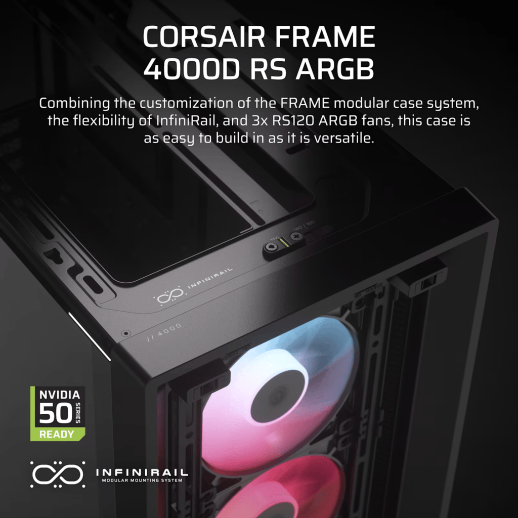 Corsair FRAME 4000D RS ARGB Modular Mid-Tower PC Case – Black