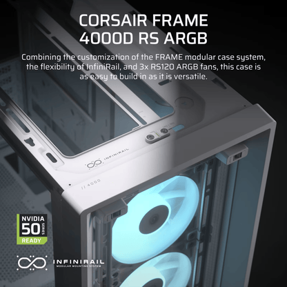Corsair FRAME 4000D RS ARGB Modular Mid-Tower PC Case – White