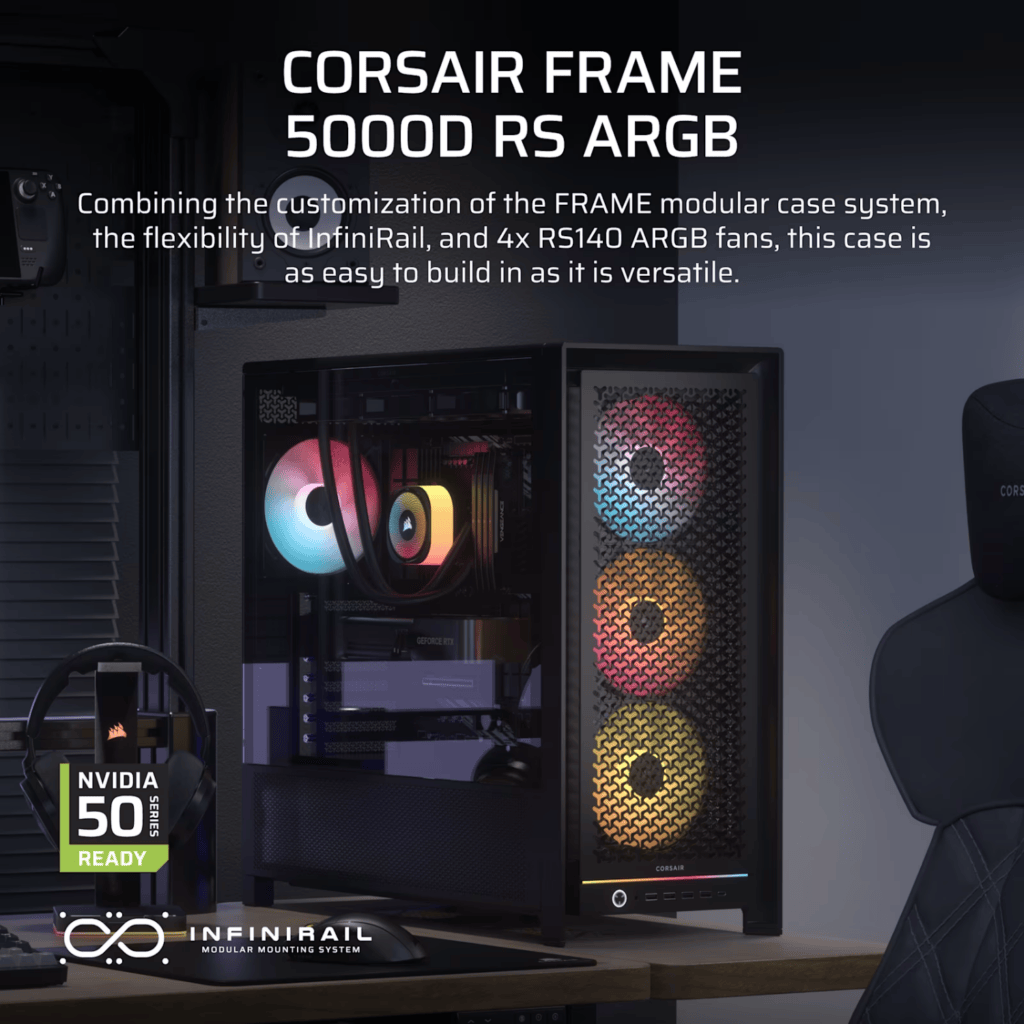 Corsair FRAME 5000D RS High-Airflow Mid-Tower PC Case – Black