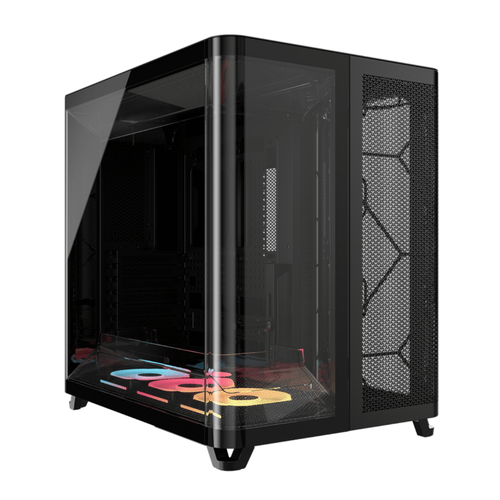 Corsair AIR 5400 LX-R RGB iCUE LINK Triple Chamber Mid-Tower PC Case – Black