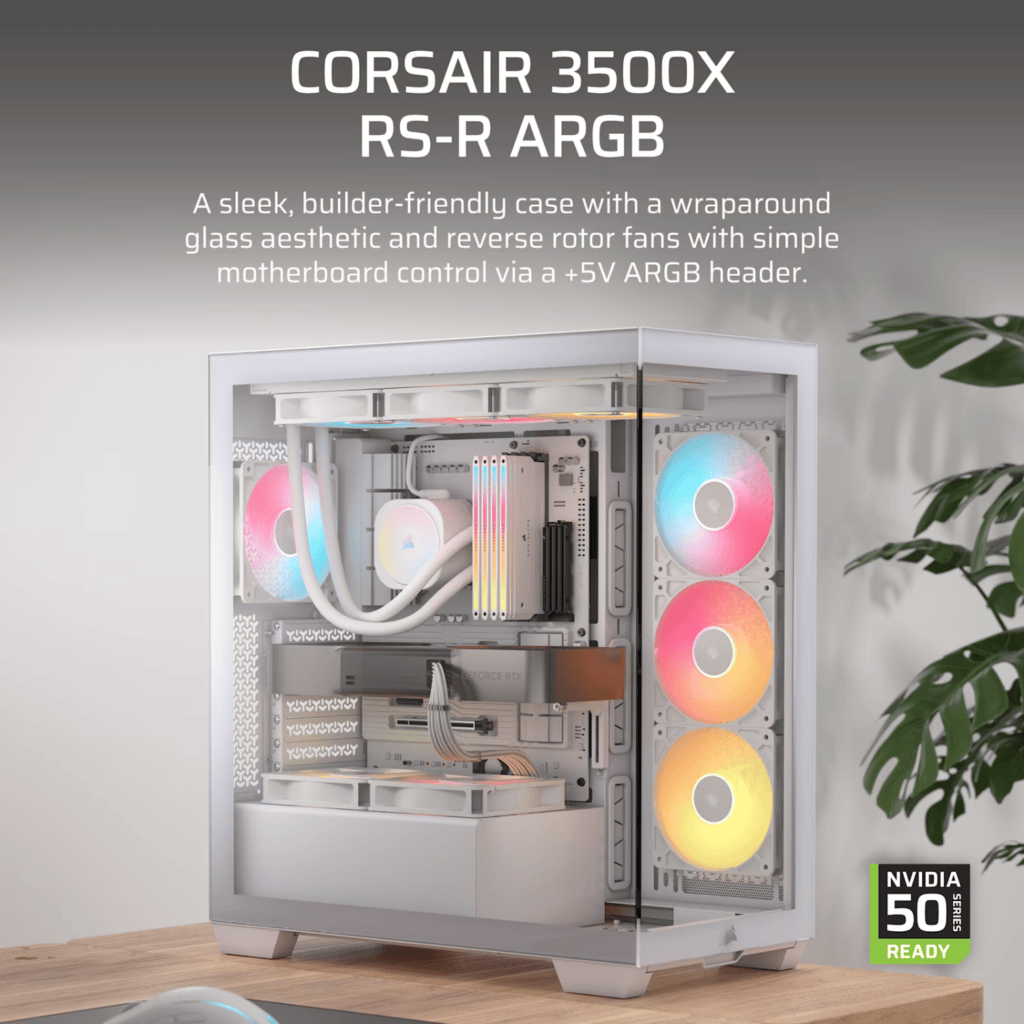 Corsair 3500X RS-R ARGB Mid-Tower PC Case – White