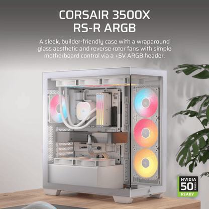Corsair 3500X RS-R ARGB Mid-Tower PC Case – White