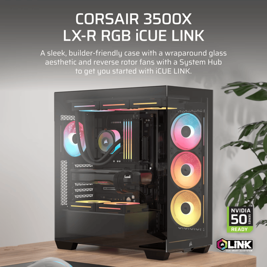 Corsair 3500X LX-R RGB iCUE LINK Mid-Tower PC Case – Black
