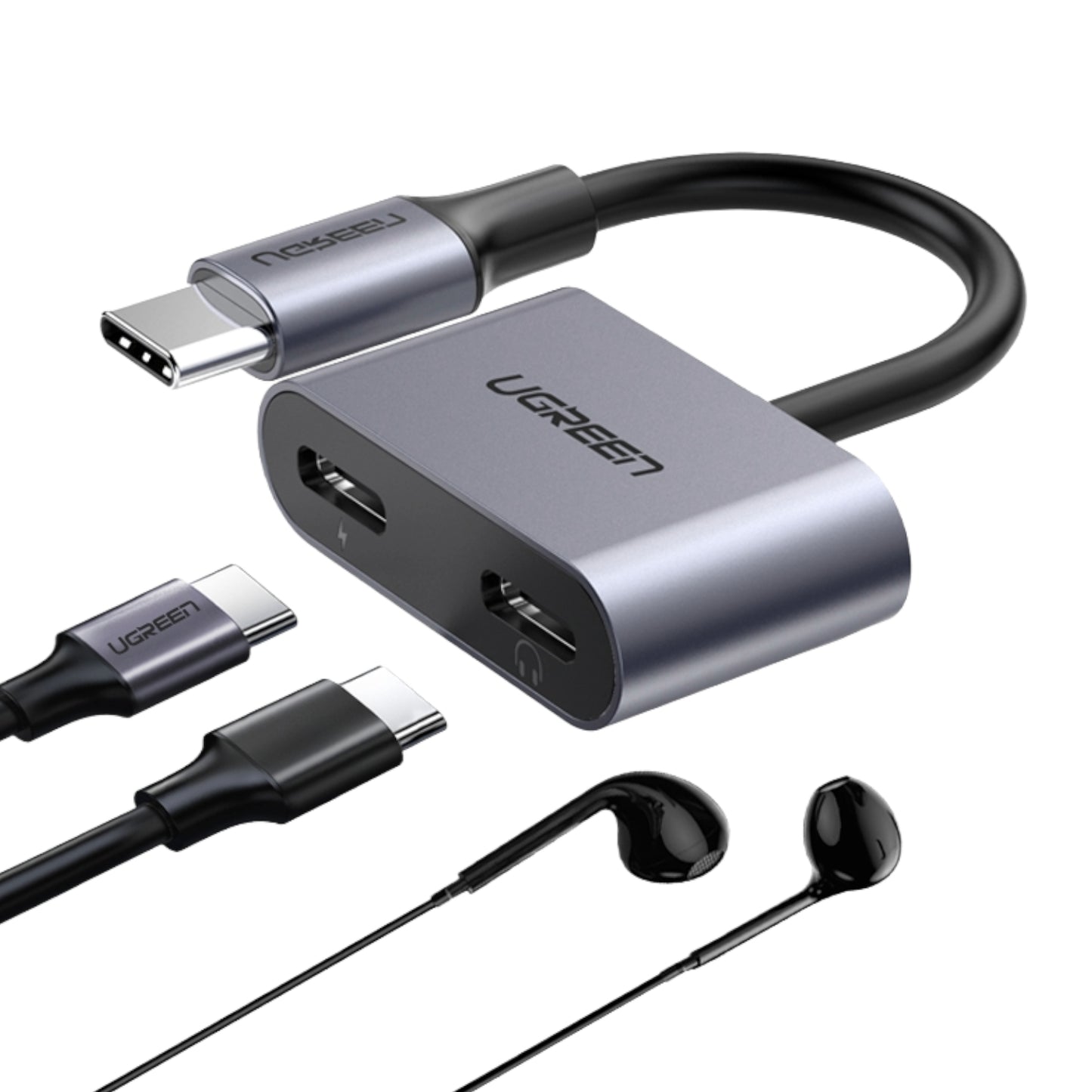 UGREEN USB Type-C Dual Audio & Charging Adapter (15W PD, 2-in-1 Splitter)