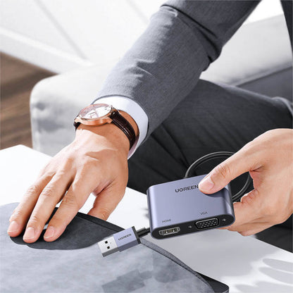 UGREEN CM449 USB-A to HDMI + VGA 1080P Display Adapter