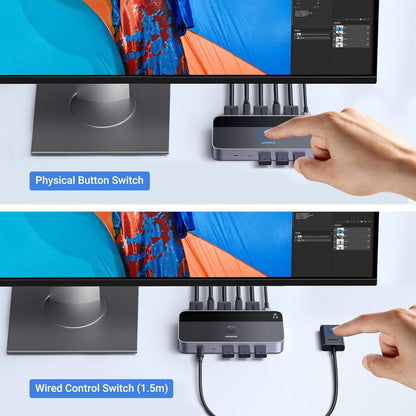 UGREEN 4K@60Hz HDMI KVM Switch (2 In 1 Out)-Grey