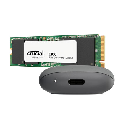 Asus Cobble M.2 SSD Type-C Enclosure and Crucial E100 1TB NVMe Bundle – Grey