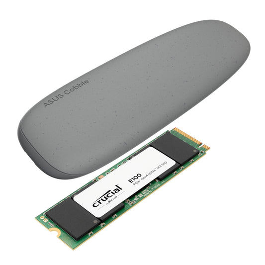 Asus Cobble M.2 SSD Type-C Enclosure and Crucial E100 480GB NVMe Bundle – Grey