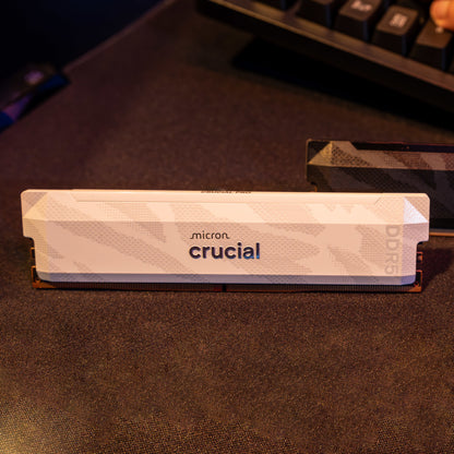 Crucial Pro 16GB 6400Mhz DDR5 Desktop OC Gaming Memory – White