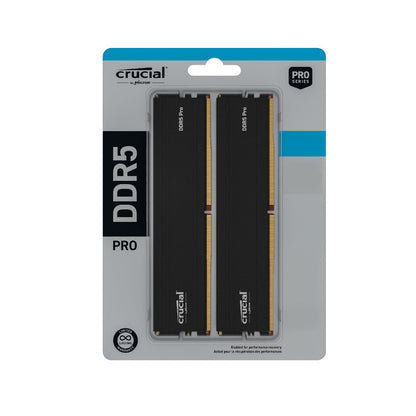 Crucial Pro DDR5 Black Desktop Memory – 128GB (2X64GB), 5600MHz