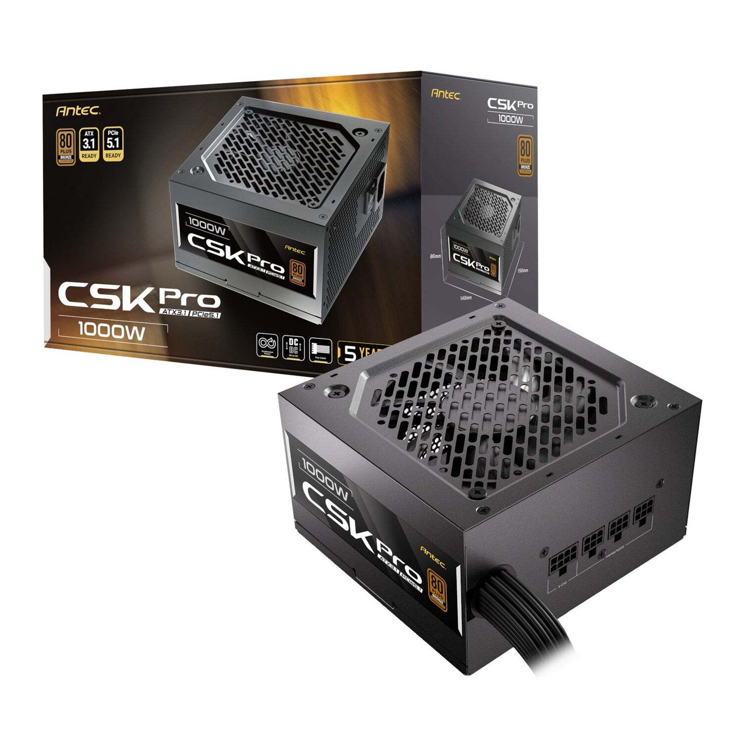 Antec CSK1000 PRO ATX3.1 80 Plus Bronze Semi-Modular 1000W Power Supply