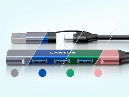 Canyon DS-02 4-in-1 USB-A/C Hub - Pink