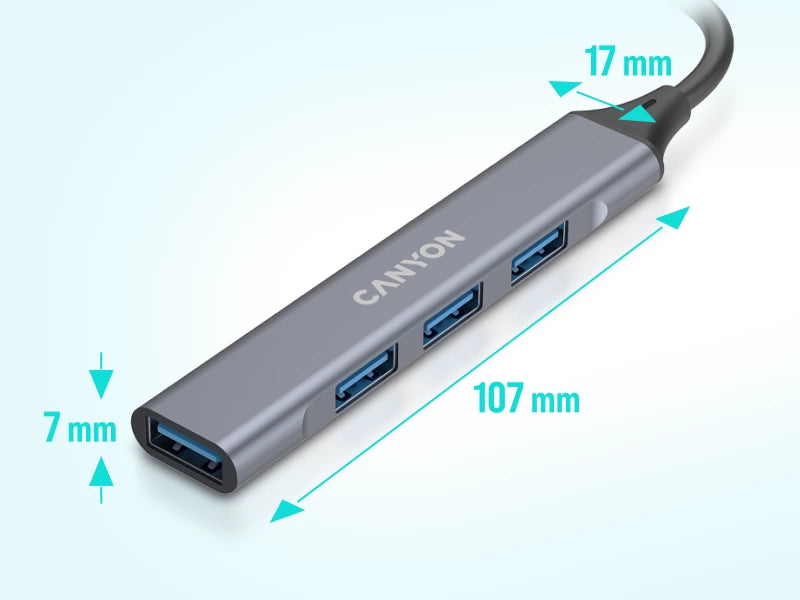 Canyon DS-02 4-in-1 USB-A/C Hub - Grey