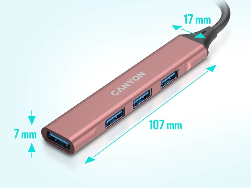 Canyon DS-02 4-in-1 USB-A/C Hub - Pink