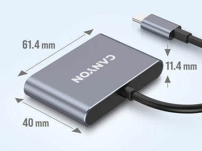 Canyon DS-3 3-in-1 USB-C Hub - Dark Grey