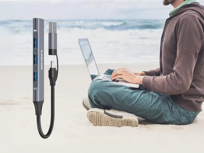 Canyon DS-02 4-in-1 USB-A/C Hub - Grey