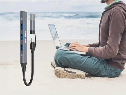 Canyon DS-02 4-in-1 USB-A/C Hub - Grey