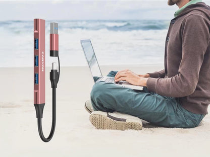 Canyon DS-02 4-in-1 USB-A/C Hub - Pink