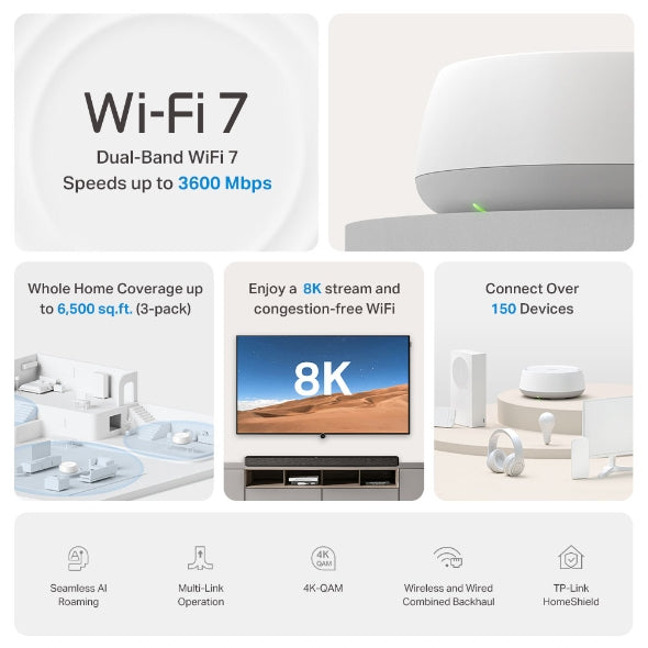 TP-Link BE3600 Whole Home Mesh WiFi 7 System - Deco BE25