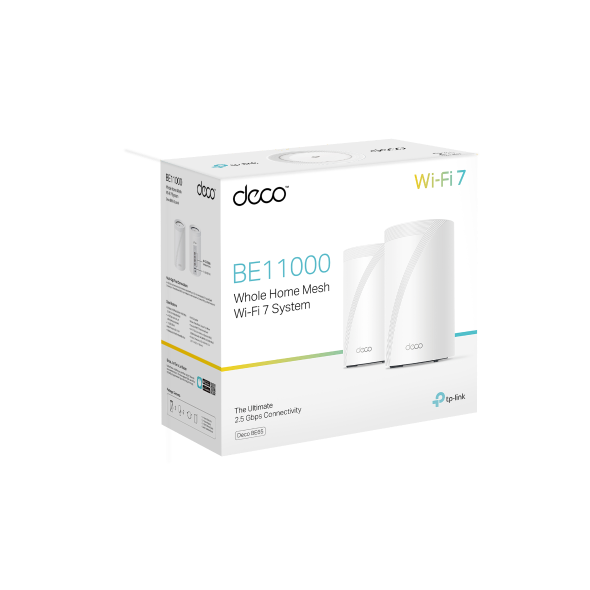 TP-Link BE11000 Whole Home Mesh WiFi 7 System 2 Pack - Deco BE65