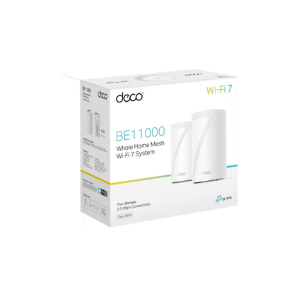 TP-Link BE11000 Whole Home Mesh WiFi 7 System 2 Pack - Deco BE65