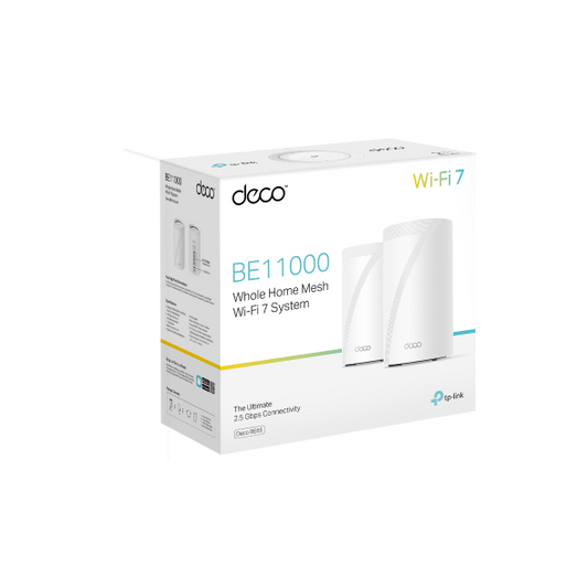TP-Link BE11000 Whole Home Mesh WiFi 7 System 2 Pack - Deco BE65
