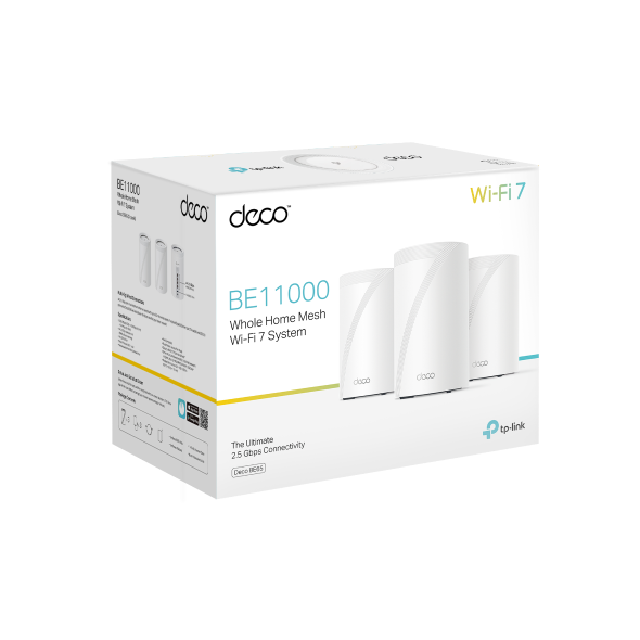 TP-Link BE11000 Whole Home Mesh WiFi 7 System 3 Pack - Deco BE65