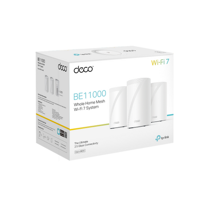 TP-Link BE11000 Whole Home Mesh WiFi 7 System 3 Pack - Deco BE65