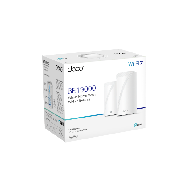TP-Link BE19000 Tri-Band Whole Home Mesh WiFi 7 System 2 Pack - Deco BE85