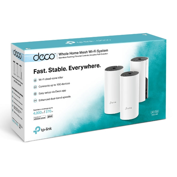 TP-Link AC1200 Whole Home Mesh Wi-Fi System 3 Pack - Deco M4