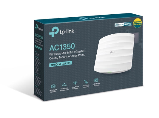 TP-Link AC1350 Wireless MU-MIMO Gigabit Ceiling Mount Access Point - EAP225