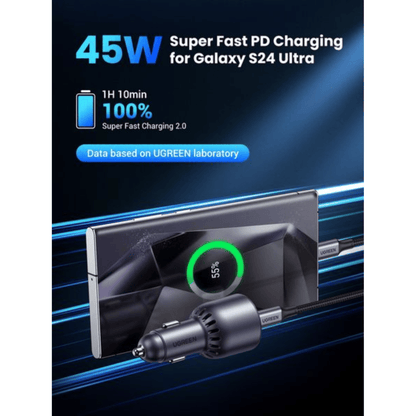 UGREEN 63W Type-C + USB A Fast Car Charger