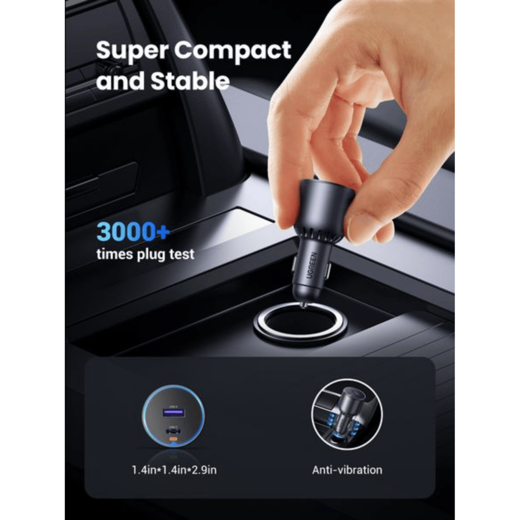 UGREEN 63W Type-C + USB A Fast Car Charger
