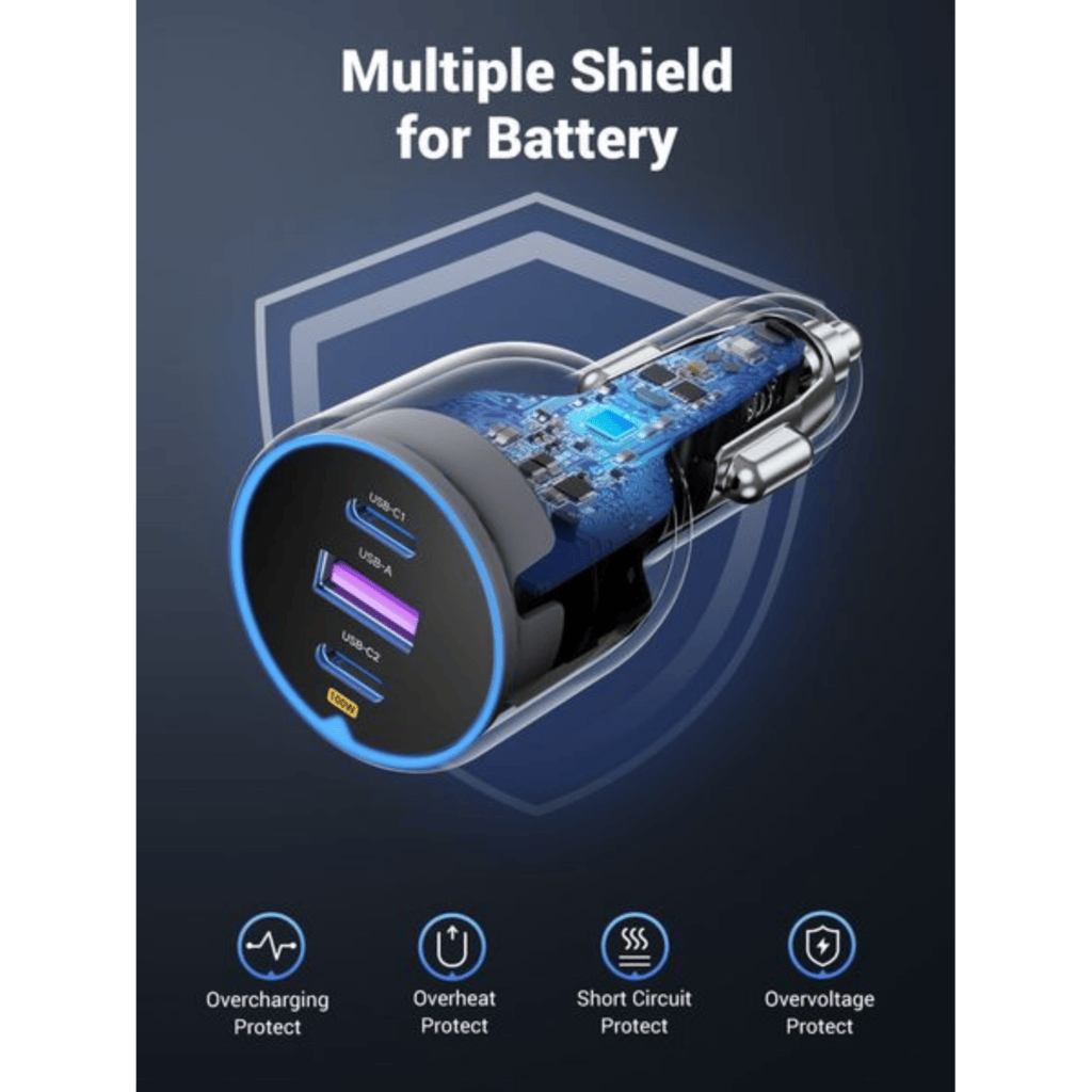 UGREEN 130W USB-C 3-port Car Charger