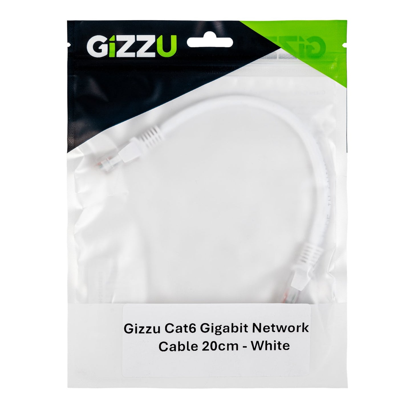 White Gizzu Cat6 UTP Fly Lead Ethernet Network Cable - 0.2m