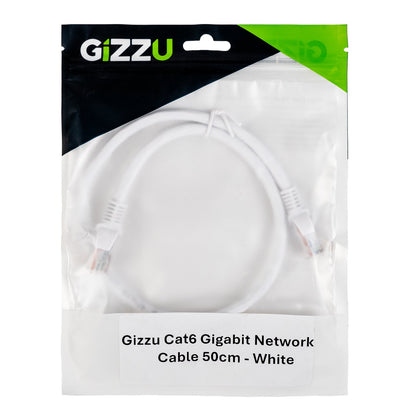 White Gizzu Cat6 UTP Fly Lead Ethernet Network Cable - 0.5m