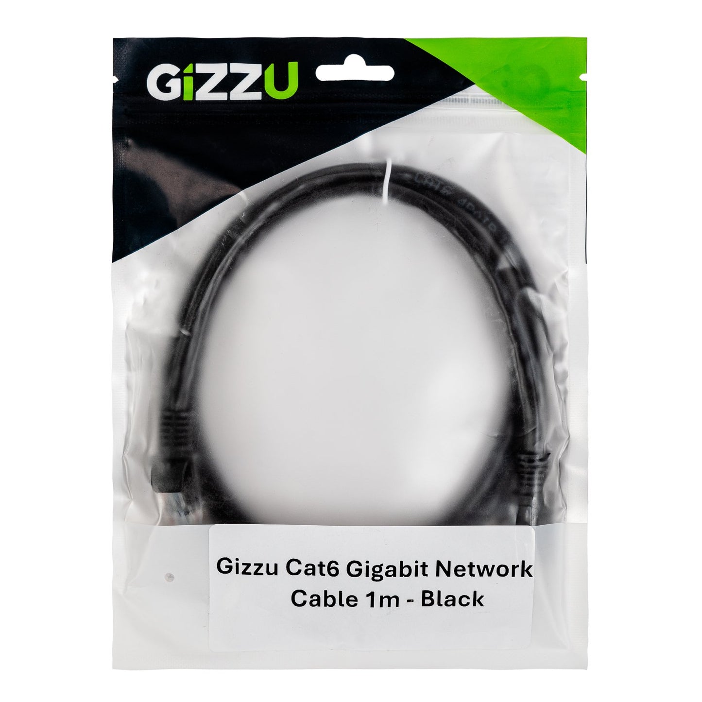 Black Gizzu Cat6 UTP Fly Lead Ethernet Network Cable - 1m