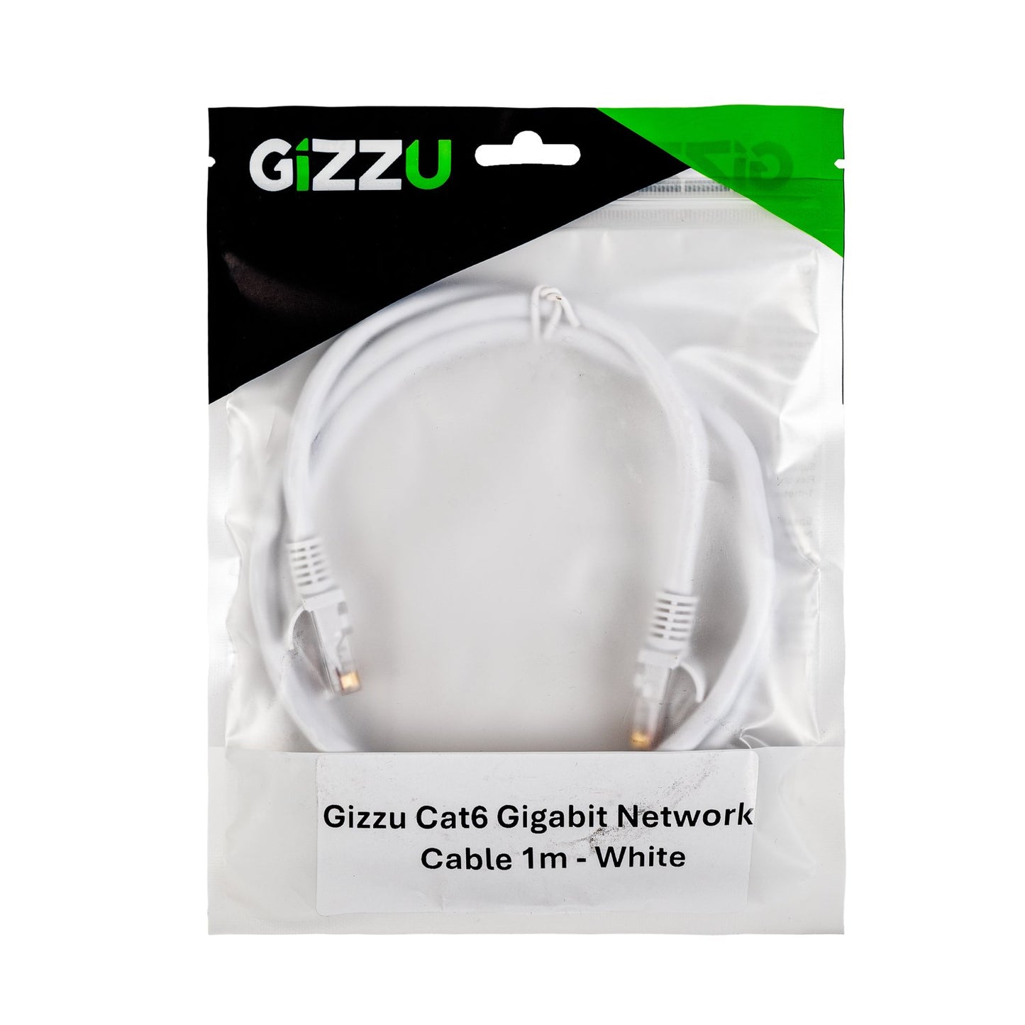 White Gizzu Cat6 UTP Fly Lead Ethernet Network Cable - 1m