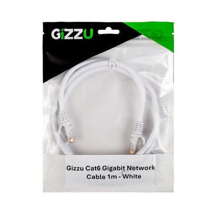 White Gizzu Cat6 UTP Fly Lead Ethernet Network Cable - 1m
