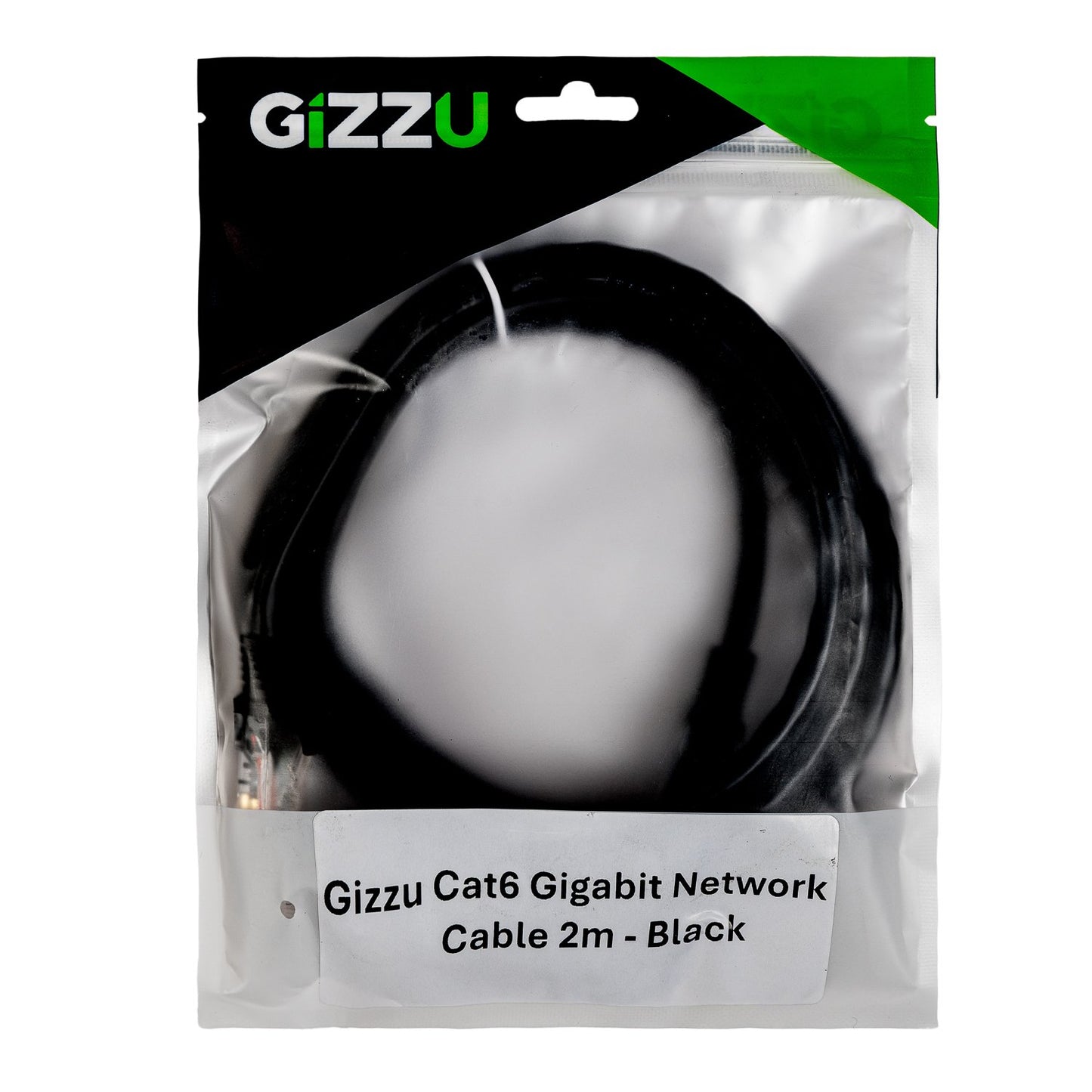 Black Gizzu Cat6 UTP Fly Lead Ethernet Network Cable - 2m
